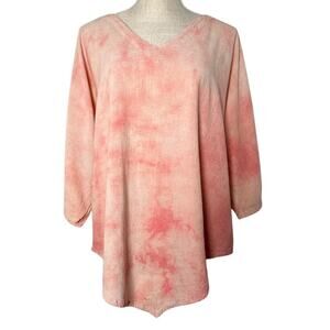 OH MY GAUZE! Lynn Tie Dye Dolman Asymmetric Top Pink Sz 3 US‎ XXL Lagenlook EC